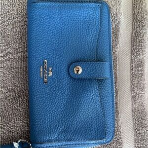 Coach blue zip around wallet
